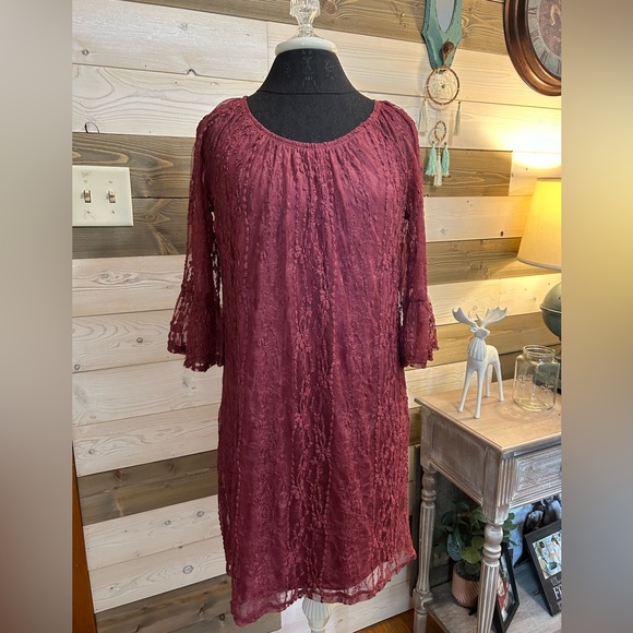 Style & Co ⚜️ Raspberry Hue Lace Dress - Picture 2 of 8